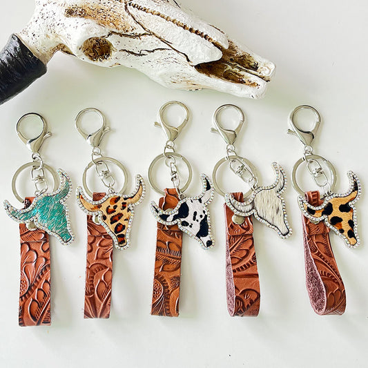 Rhinestone Bull Keychain - Premium Key chain from Trendsi - Just $11! Shop now at Handbags Specialist Headquarter