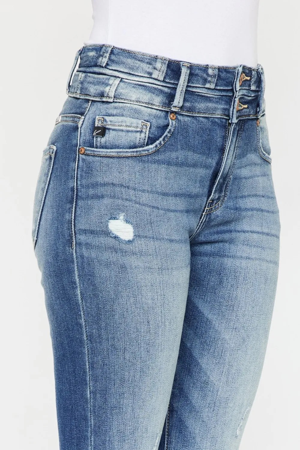 Kancan High Rise Wide Waistband Flare Jeans - Premium Sleepwear from Trendsi - Just $65.99! Shop now at Handbags Specialist Headquarter
