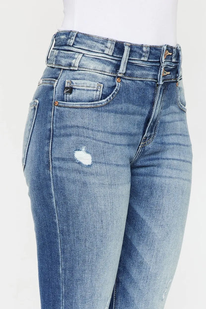 Kancan High Rise Wide Waistband Flare Jeans - Premium Sleepwear from Trendsi - Just $65.99! Shop now at Handbags Specialist Headquarter