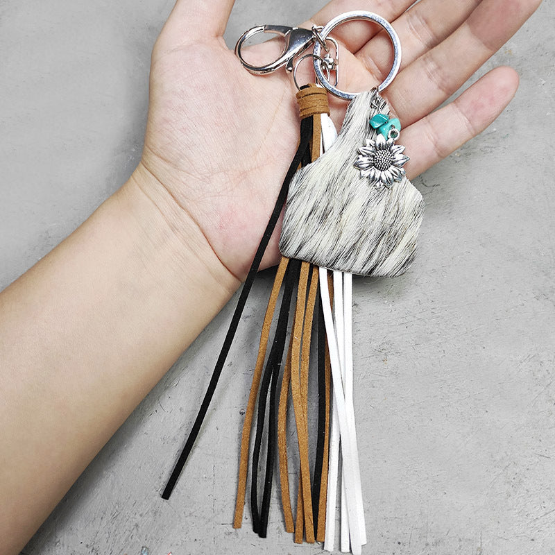 Turquoise Fringe Detail Key Chain - Premium Key chain from Trendsi - Just $10! Shop now at Handbags Specialist Headquarter