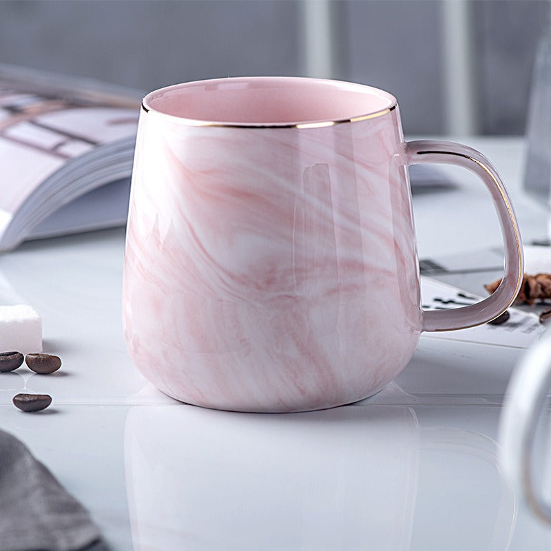 Ceramic cup, gold rimmed coffee cup, oatmeal breakfast cup, new creative and personalized mug - Premium Mug from eprolo - Just $15.99! Shop now at Handbags Specialist Headquarter