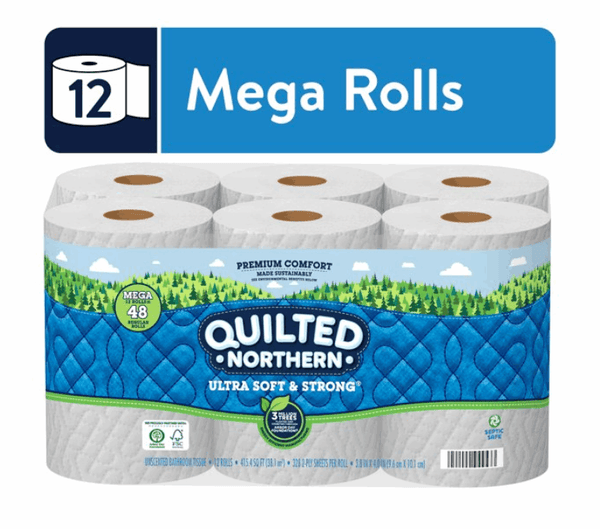 Quilted Northern Ultra Soft & Strong Toilet Paper, 12 Mega Rolls - Premium Household Supplies from Quilted Northern - Just $43.44! Shop now at Handbags Specialist Headquarter