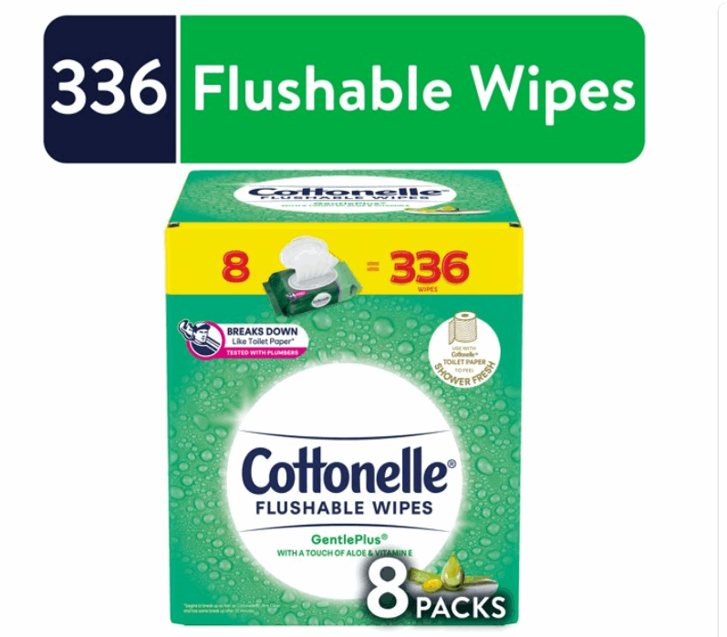 Cottonelle GentlePlus Flushable Wet Wipes, 8 Flip-Top Packs (336 Total Wipes) - Premium Household Supplies from Cottonelle - Just $43.44! Shop now at Handbags Specialist Headquarter