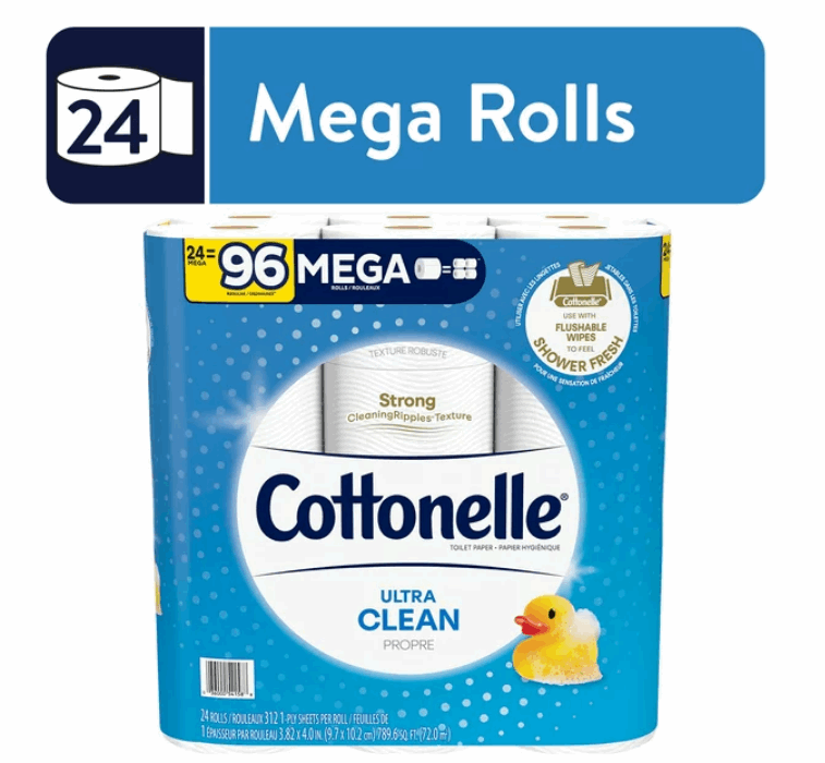 Cottonelle Ultra Clean Toilet Paper, 24 Mega Rolls - Premium Household Supplies from Cottonelle - Just $48.44! Shop now at Handbags Specialist Headquarter