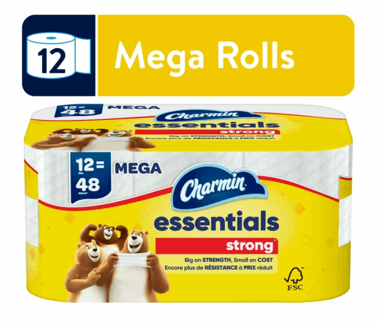 Charmin Essentials Strong Toilet Paper, 12 Mega Roll - Premium Household Supplies from Charmin - Just $36.44! Shop now at Handbags Specialist Headquarter