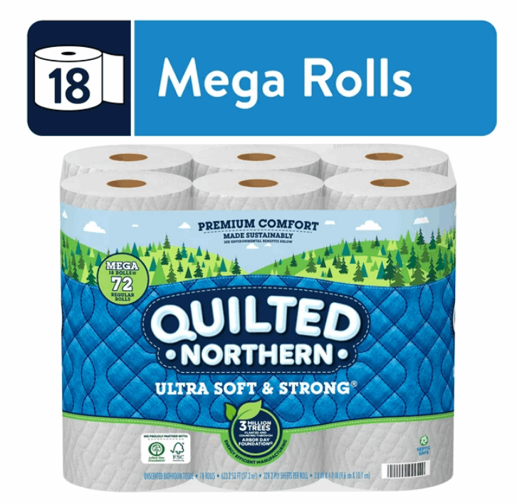 Quilted Northern Ultra Soft & Strong Toilet Paper, 18 Mega Rolls - Premium Household Supplies from Quilted Northern - Just $48.44! Shop now at Handbags Specialist Headquarter