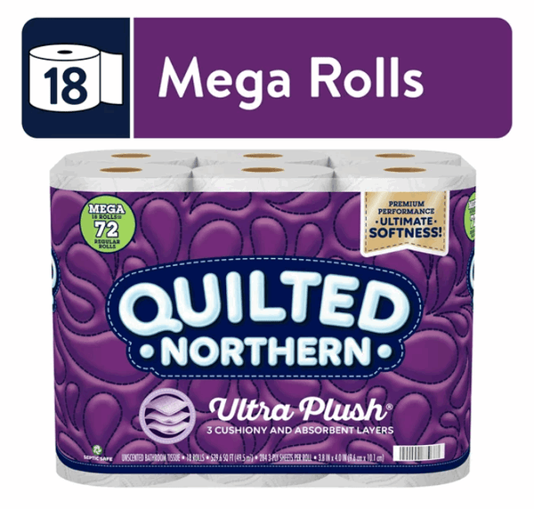 Quilted Northern Ultra Plush Toilet Paper, 18 Mega Rolls - Premium Household Supplies from Quilted Northern - Just $48.44! Shop now at Handbags Specialist Headquarter