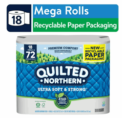 Quilted Northern Ultra Soft & Strong Toilet Paper, 18 Mega Rolls, Recyclable Paper Packaging - Premium Household Supplies from Quilted Northern - Just $48.44! Shop now at Handbags Specialist Headquarter