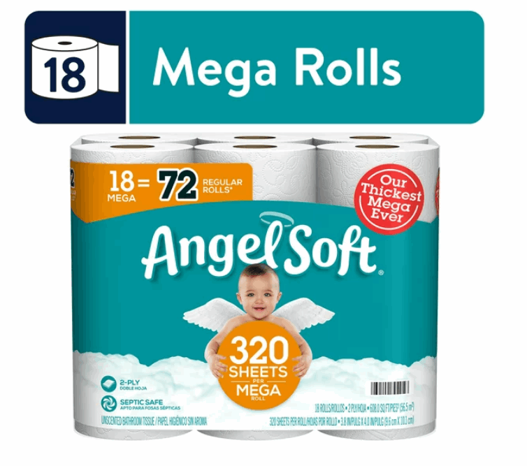 Angel Soft Toilet Paper;  18 Mega Rolls - Premium Household Supplies from Angel Soft - Just $48.44! Shop now at Handbags Specialist Headquarter