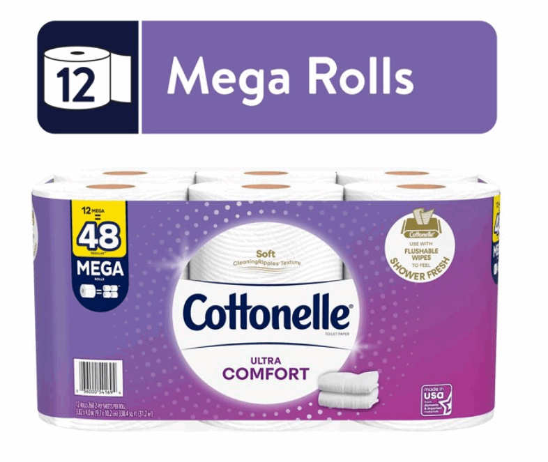 Cottonelle Ultra Comfort Toilet Paper, 12 Mega Rolls - Premium Household Supplies from Cottonelle - Just $43.44! Shop now at Handbags Specialist Headquarter