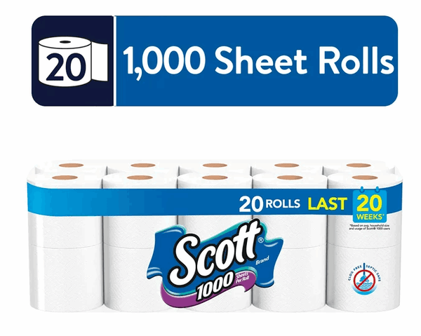 Scott 1,000 Toilet Paper, 20 Rolls, 1,000 Sheets per Roll - Premium Household Supplies from Scott - Just $43.44! Shop now at Handbags Specialist Headquarter