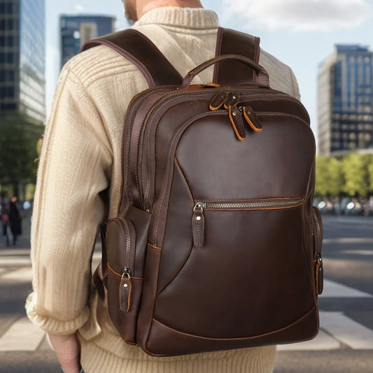 New Design Vintage Full Grain Genuine Crazy Horse Leather Backpack Bag 15.6 Inches Laptop Real Leather Computer Bag Backpack - Premium Backpack Bags from Guangzhou Zhengcheng Commerce And Trade Co., Ltd. - Just $153.99! Shop now at Handbags Specialist Headquarter