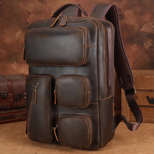New Arrival Factory Made Vintage Full Grain Genuine Crazy Horse Leather Backpack Bag Laptop Real Genuine Leather Travel Backpack - Premium  from Handbags Specialist Headquarter - Just $165.99! Shop now at Handbags Specialist Headquarter