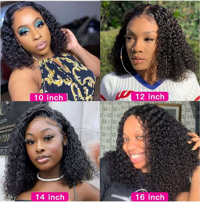 Brazilian Short Curly Bob Lace Front Human Hair Wigs PrePluck With Baby Hair Deep Wave Frontal Wig For Women Water Wave Lace Wig - Premium Women from eprolo - Just $69.44! Shop now at Handbags Specialist Headquarter
