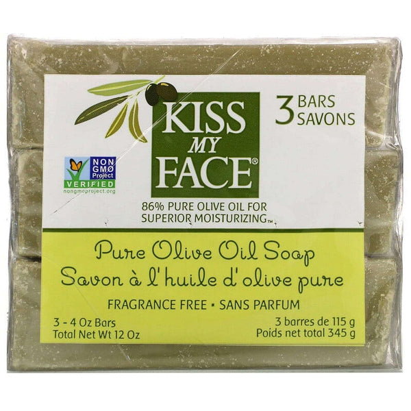 Kiss My Face, Pure Olive Oil Soap, Fragrance Free, 3 Bars, 4 oz - Premium Soap from Kiss My Face - Just $23.99! Shop now at Handbags Specialist Headquarter