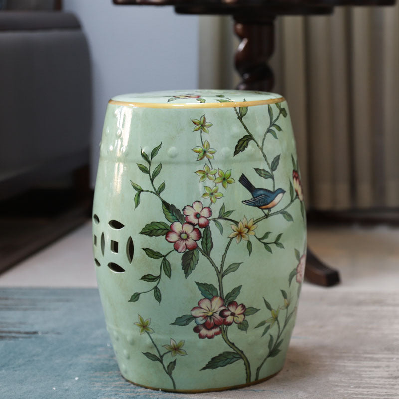 American Flower Bird Ceramic Drum Stool Crafts One Piece Substitute Shoe Dressing Stool Chinese Antique Sitting Round Stool - Premium Bags from Handbags Specialist Headquarter - Just $416.99! Shop now at Handbags Specialist Headquarter