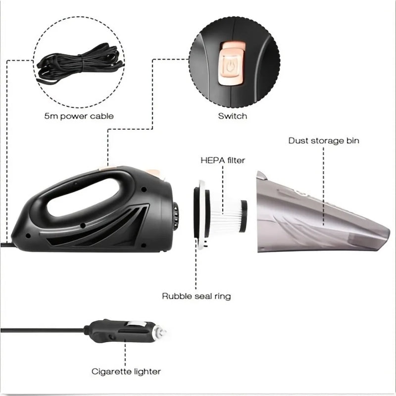 Car Vacuum Cleaner Car Accessories Small 12V High Power Portable Car Vacuum Cord & Bag Detailing Kit Essentials for Travel RV - Premium Automobiles, Parts & Accessories from Handbags Specialist Headquarter - Just $53.99! Shop now at Handbags Specialist Headquarter