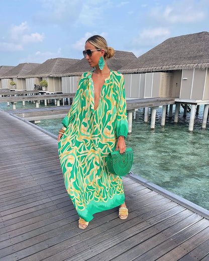 Elegant Women's Maxi Dresses 2024 Summer Casual Fashion  V Neck Long Vacation Beach Dress - Premium  from Shop1102771739 Store - Just $29.99! Shop now at Handbags Specialist Headquarter