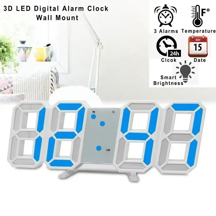 Digital Table Clock 3D Wall Clock LED Digital  With Adjustable Night Light Mode Electronic Decorative Clock for Home Garden - Premium Wall Clock from AliExpress - Just $20.99! Shop now at Handbags Specialist Headquarter