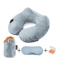 DENOR Press-inflatable neck U-shaped pillow soft and comfortable crystal velvet ergonomic cervical pillow portable travel pillow - Premium Travel from AliExpress - Just $32.99! Shop now at Handbags Specialist Headquarter