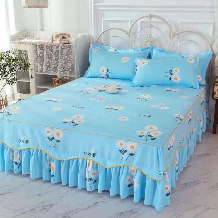 3Pcs Bed Sheet Cotton Pillowcase Lace Skirts Bedding Set Bedspread Elastic Fitted Mattress Cover Bedsheet Couple Quilt Single - Premium BLANKETS AND BEDDING from eprolo - Just $30.02! Shop now at Handbags Specialist Headquarter