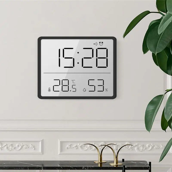 Digital Wall Clock Electronic Wall Mounted LCD Disply Clocks Multifunctional Temperature and Humidity Alarm Clock - Premium  from Handbags Specialist Headquarter - Just $20.99! Shop now at Handbags Specialist Headquarter