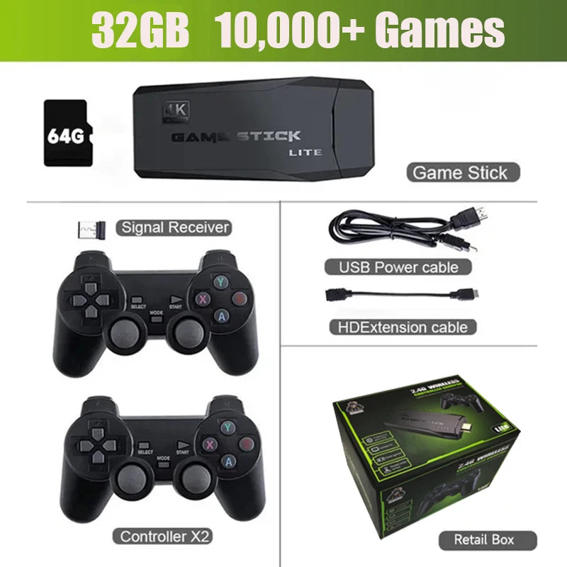 Video Game Console 2.4G Double Wireless Controller Game Stick 4K 20000 Games 64 32GB Retro Games for PS1/GBA Boy Christmas Gift - Premium Consumer Electronics from Handbags Specialist Headquarter - Just $58.48! Shop now at Handbags Specialist Headquarter