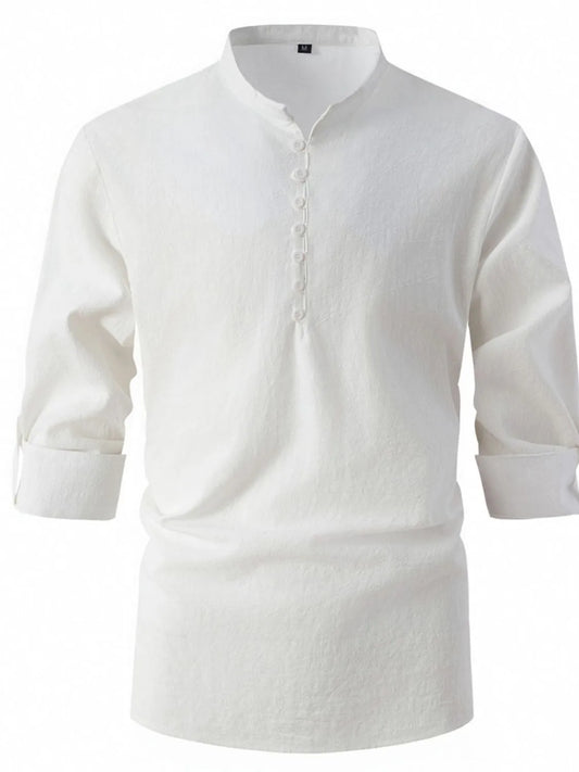 Men's Full Size Button Detail Long Sleeve Polo Plus Size - Premium Men's T Shirt from Trendsi - Just $33.20! Shop now at Handbags Specialist Headquarter