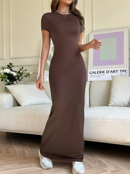Short Sleeve Maxi Tee Dress - Premium Maxi Dress from Trendsi - Just $29.99! Shop now at Handbags Specialist Headquarter