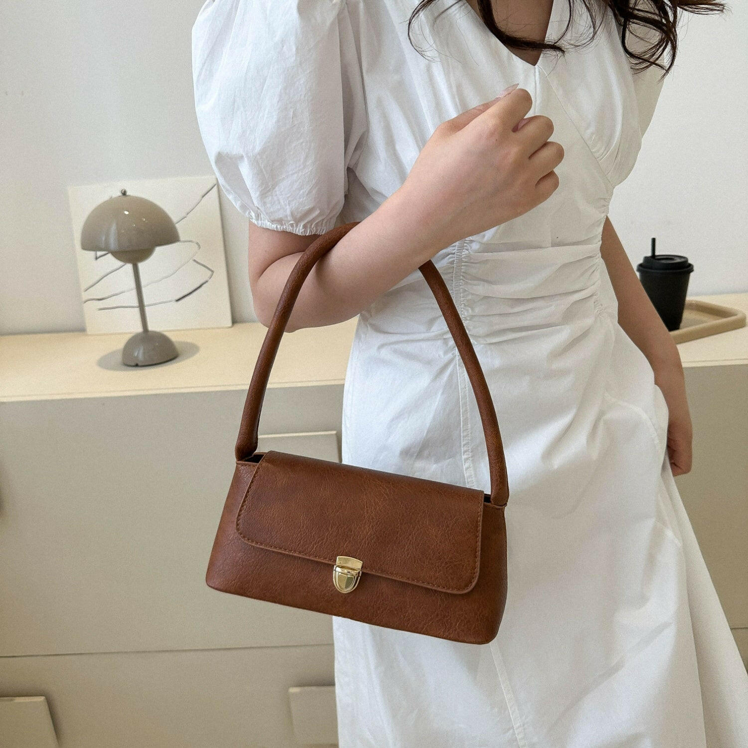 PU Leather Shoulder Bag.