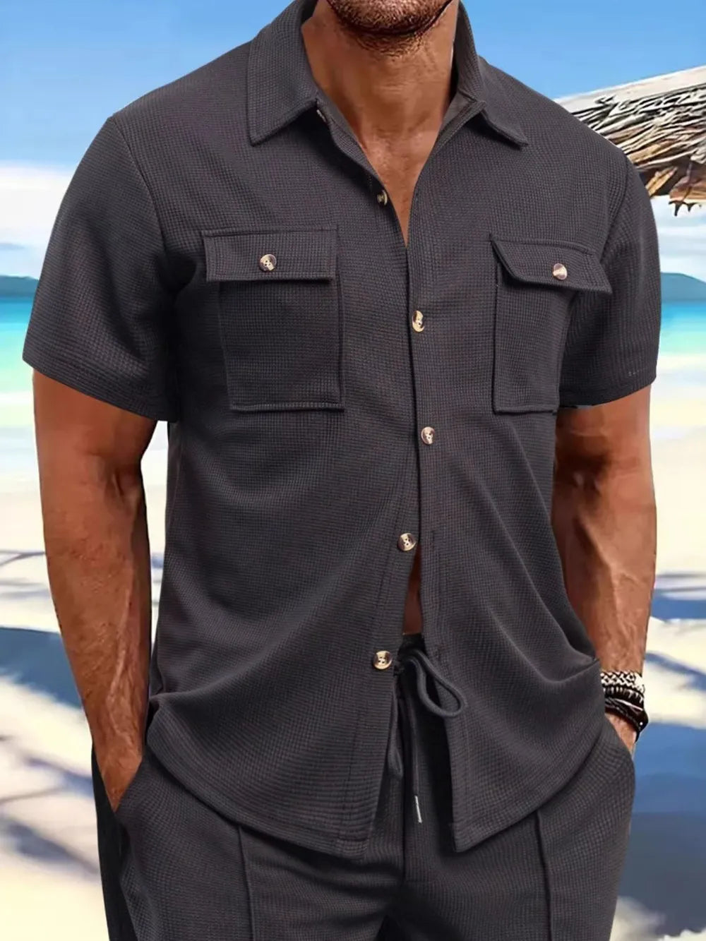 Men's Full Size Button Down Short Sleeve Shirt Plus Size - Premium Men's Shirt's from Trendsi - Just $30.50! Shop now at Handbags Specialist Headquarter