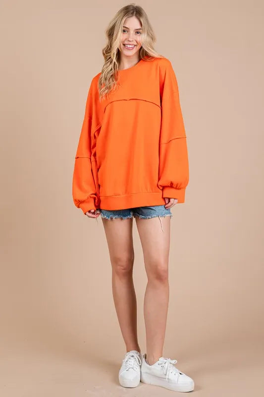 Ces Femme Exposed Seam Long Sleeve Sweatshirt - Premium Men's Sweatshirts from Trendsi - Just $47.90! Shop now at Handbags Specialist Headquarter