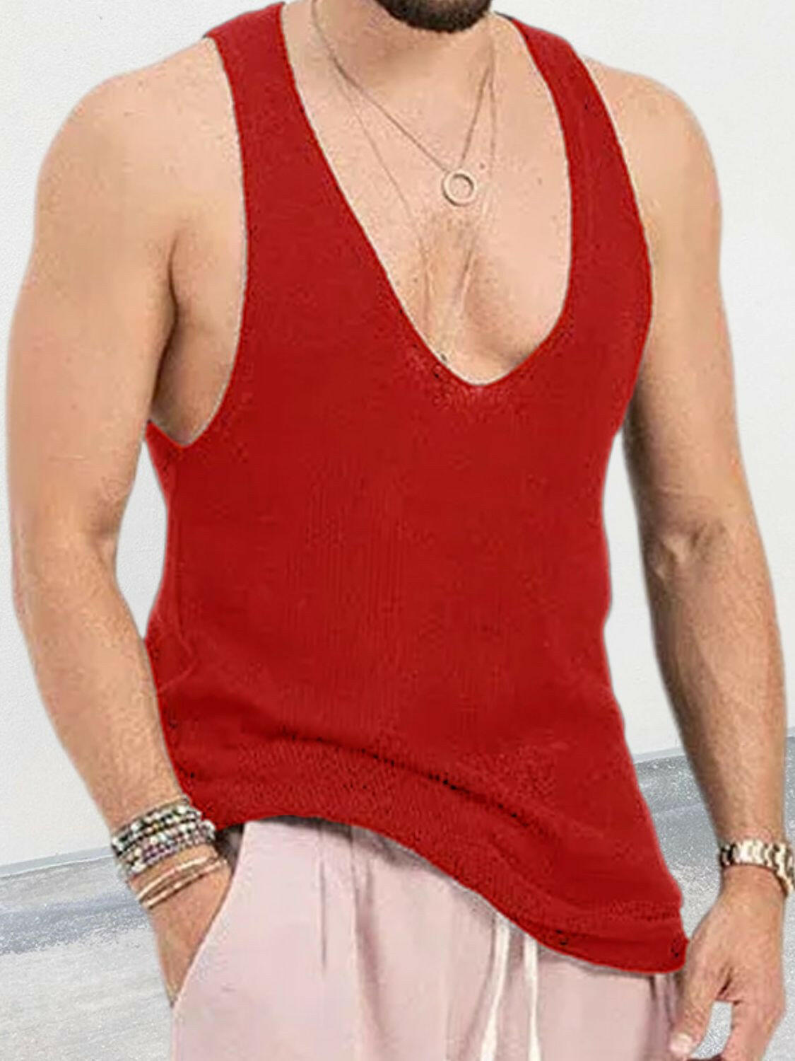 Men's Scoop Neck Knit Tank.