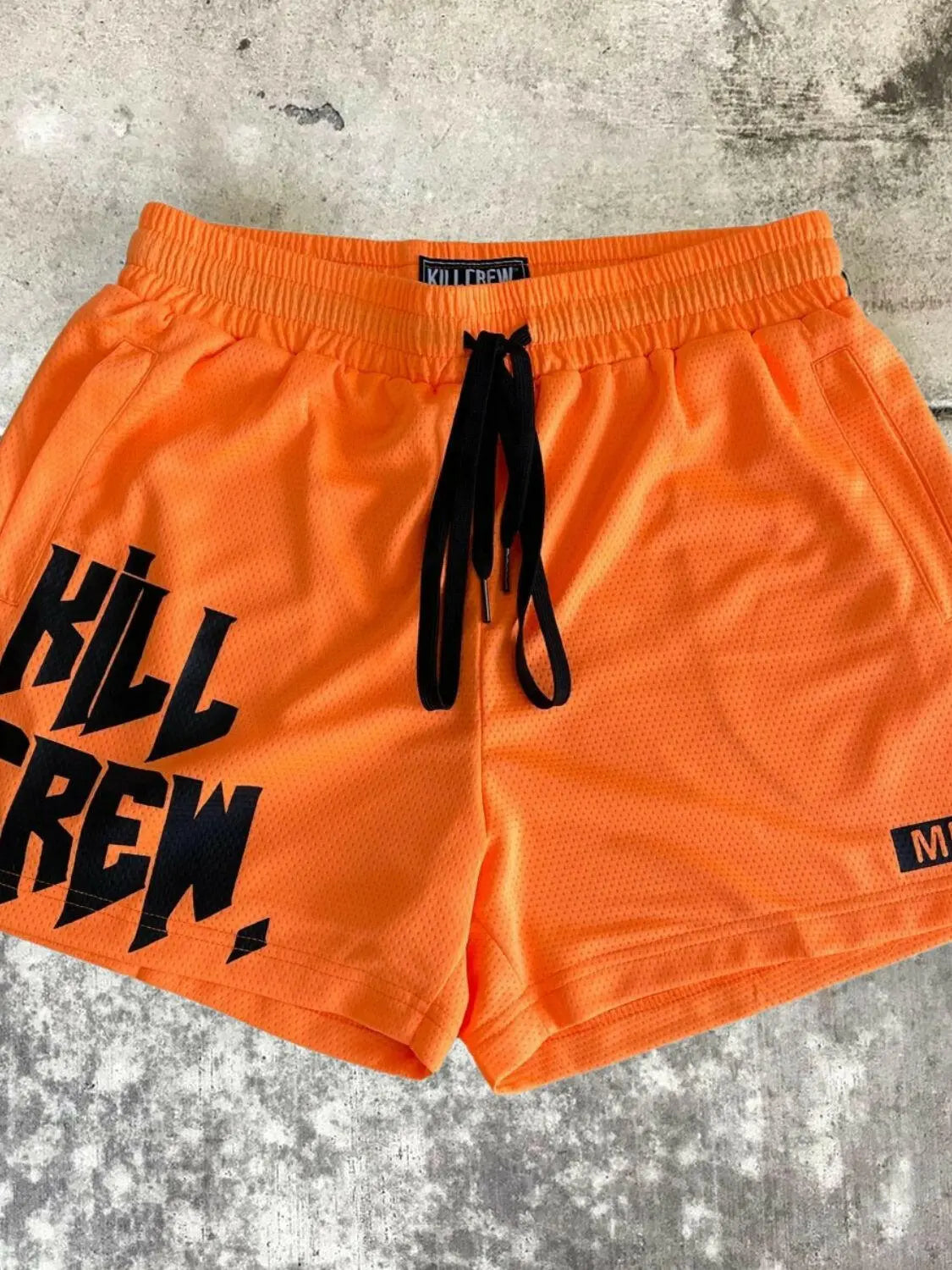 Men's Plus Size Letter Drawstring Shorts.