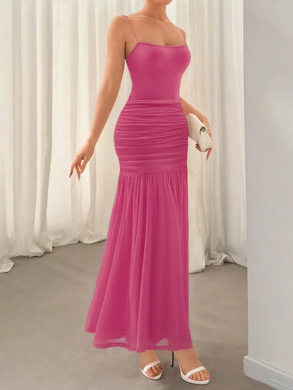 Ruched Maxi Cami Dress - Premium Maxi Dress from Trendsi - Just $45.99! Shop now at Handbags Specialist Headquarter