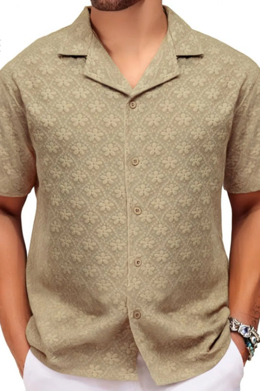 Men's Plus Size Button Down Short Sleeve Shirt - Premium Men's Shirt's from Trendsi - Just $30.72! Shop now at Handbags Specialist Headquarter