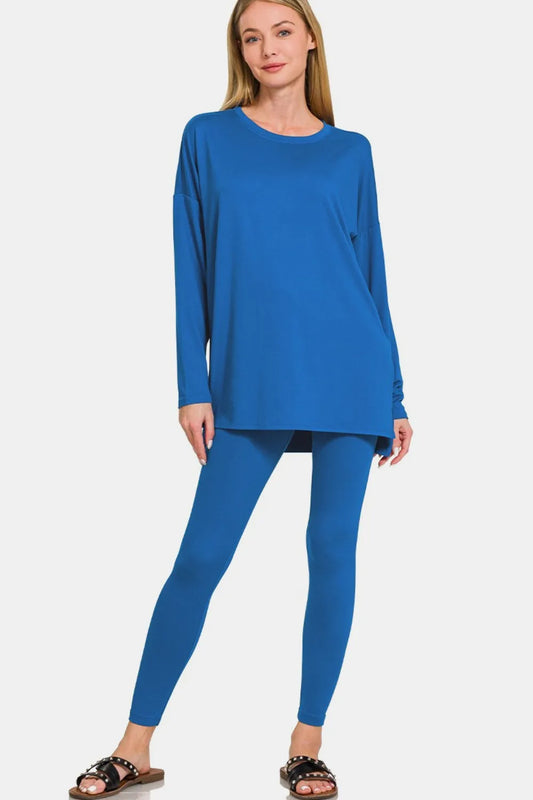 Zenana Full Size Brushed Microfiber Top and Leggings Lounge Set - Premium Sleepwear from Trendsi - Just $32.20! Shop now at Handbags Specialist Headquarter