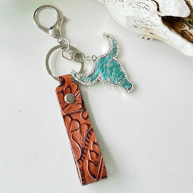 Rhinestone Bull Keychain - Premium Key chain from Trendsi - Just $11! Shop now at Handbags Specialist Headquarter