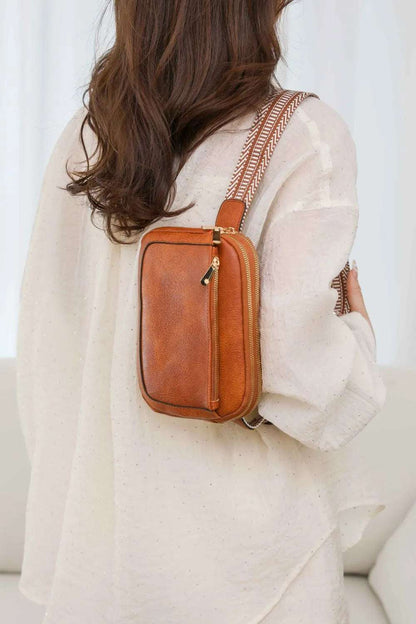 PU Leather Rectangle Crossbody Bag - Premium Crossbody Bag from Trendsi - Just $27.99! Shop now at Handbags Specialist Headquarter