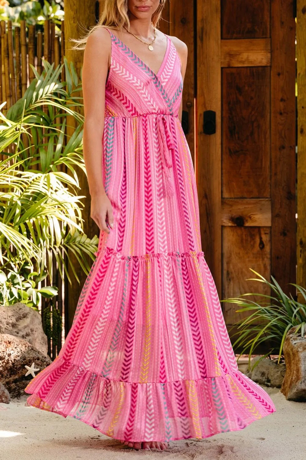 Printed Surplice Maxi Cami Dress - Premium Maxi Dress from Trendsi - Just $69.99! Shop now at Handbags Specialist Headquarter