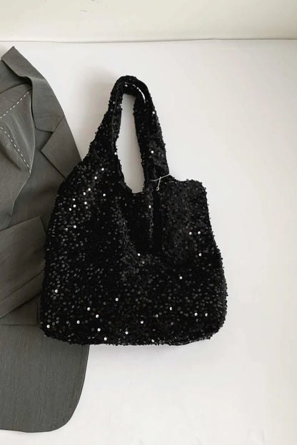 Sequin Polyester Handbag - Premium Tote Bag from Trendsi - Just $32.99! Shop now at Handbags Specialist Headquarter