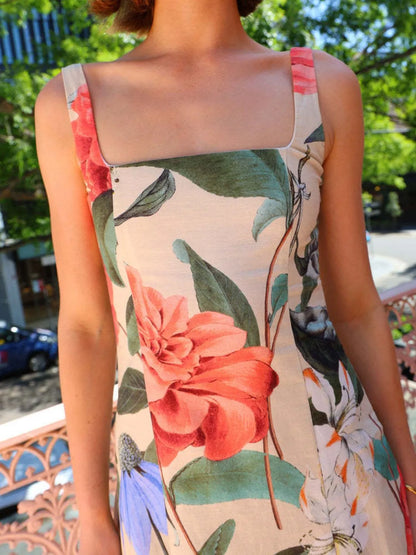 Printed Square Neck Maxi Dress - Premium Maxi Dress from Trendsi - Just $32.99! Shop now at Handbags Specialist Headquarter