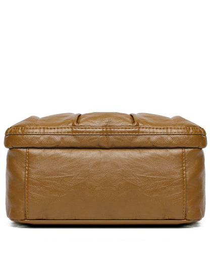 PU Leather Ruched Adjustable Strap Shoulder Bag.