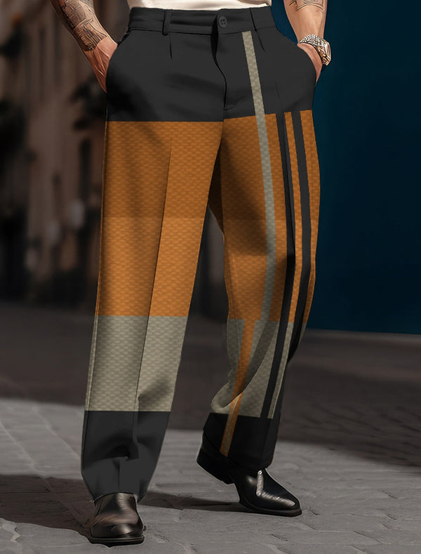 Plaid Stripe Geometry Business Casual Men's 3D Print Pants Trousers Outdoor Street Wear to work Polyester Blue Orange Khaki S M L High Elasticity Pants - Premium Men's Pants from Handbags Specialist Headquarter - Just $46.99! Shop now at Handbags Specialist Headquarter