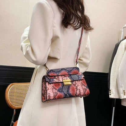 PU Leather Snakeskin Print Crossbody Bag - Premium Crossbody Bag from Trendsi - Just $35.99! Shop now at Handbags Specialist Headquarter