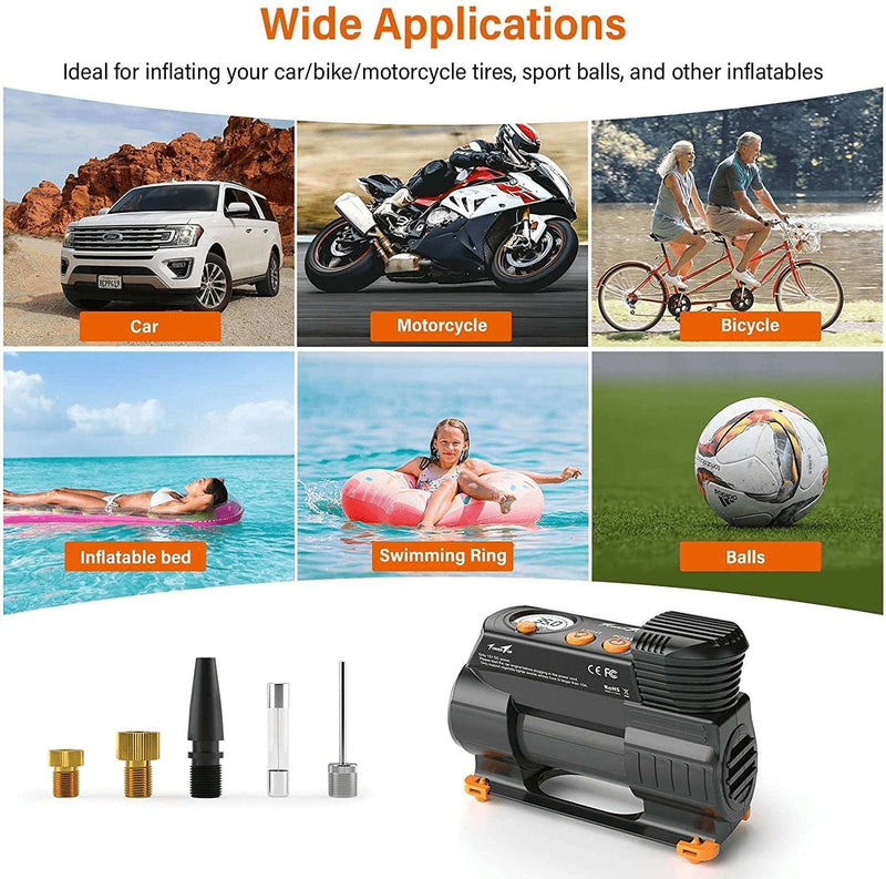 Air Compressor Tire Inflator: Portable 12V DC Air Pump for Car Tires 2X Faster Tire Pump with Digital Pressure Gauge, LED Emergency Lights for Car, Bicycle, Moto, SUV, Ball (Towertop AC-TF PRO) - Premium  from TowerTop - Just $224.81! Shop now at Handbags Specialist Headquarter