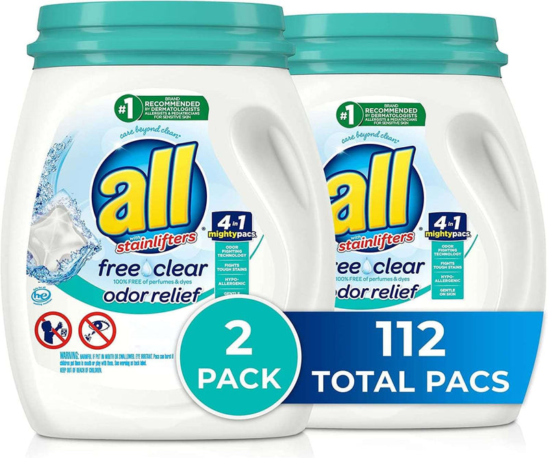 All Mighty Pacs Laundry Detergent, Free Clear Odor Relief, Tub, 56 Count (Pack of 2), 112 Total Loads - Premium Trash Bags from Visit the Sunlight Store - Just $28.99! Shop now at Handbags Specialist Headquarter