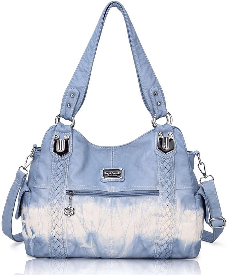 Angel Barcelo Roomy Fashion Hobo Womens Handbags Ladies Purse Satchel Shoulder Bags Tote Washed Leather Bag - Premium  from Angel Barcelo - Just $67.77! Shop now at Handbags Specialist Headquarter