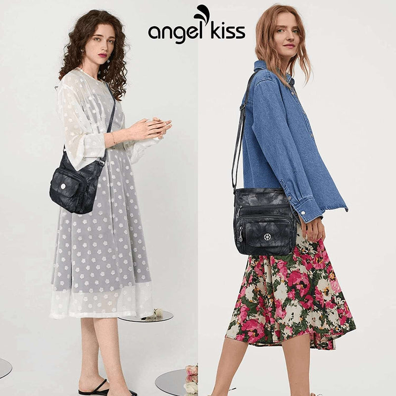 Angel Kiss Crossbody Bags Faux Vegan Leather Shoulder Bags for Women Small Handbag with Adjustable Strap - Premium  from Angel Kiss - Just $55.97! Shop now at Handbags Specialist Headquarter