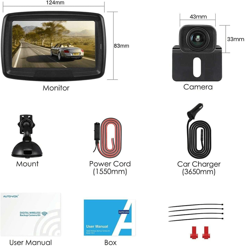 AUTO-VOX CS-2 Wireless Backup Camera Kit with Stable Digital Signal, 4.3'' Monitor & Rear View Camera for Car,Trucks,Rv,Travel Trailer,Camper Van - Premium  from AUTO-VOX - Just $152.08! Shop now at Handbags Specialist Headquarter